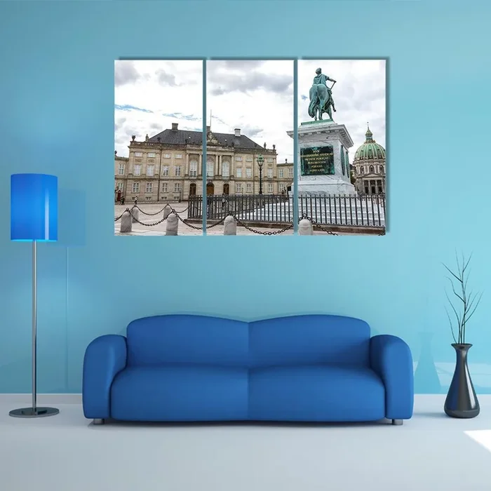 Amalienborg Palace with Equestrian Statue Canvas Wall Art