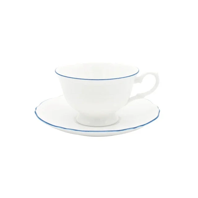 Amelie Royal Blue Rim Tea Cup & Saucer