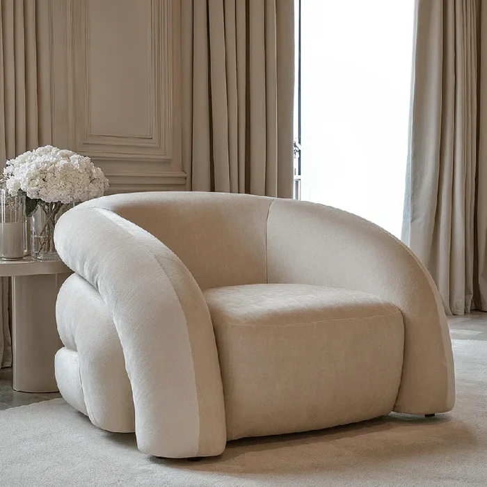 Amreli Curved Cream Snug Chair