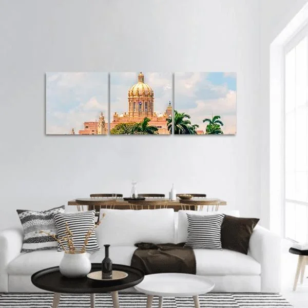 Ancient Building In Cuba Panoramic Canvas Wall Art