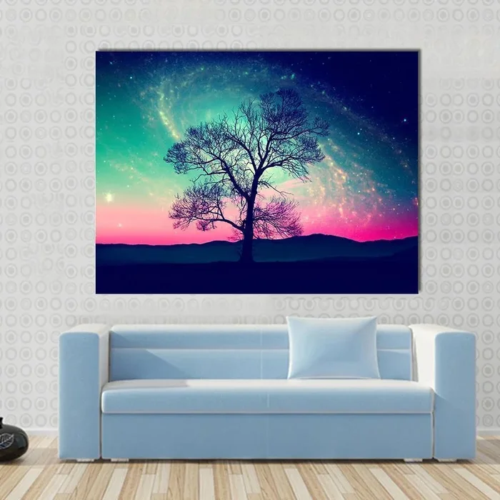 Andromeda Galaxy Over Earth Canvas Wall Art