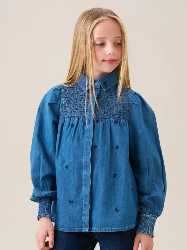 Angel & Rocket Blouses Myla Embroidered Denim Shirt