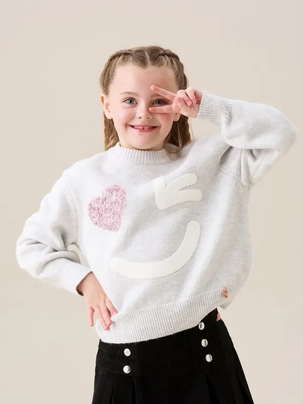 Angel & Rocket Grey Verity Smiley Face Jumper
