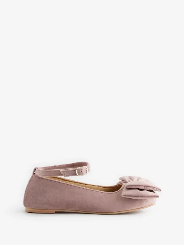 Angel & Rocket Pink Double Bow Velvet Ankle Strap Shoes