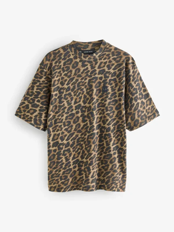 ANINE BING Black/Brown Leopard Avi T-Shirt Seasons