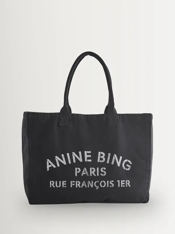 ANINE BING Black Leo Canvas Tote Bag Seasons