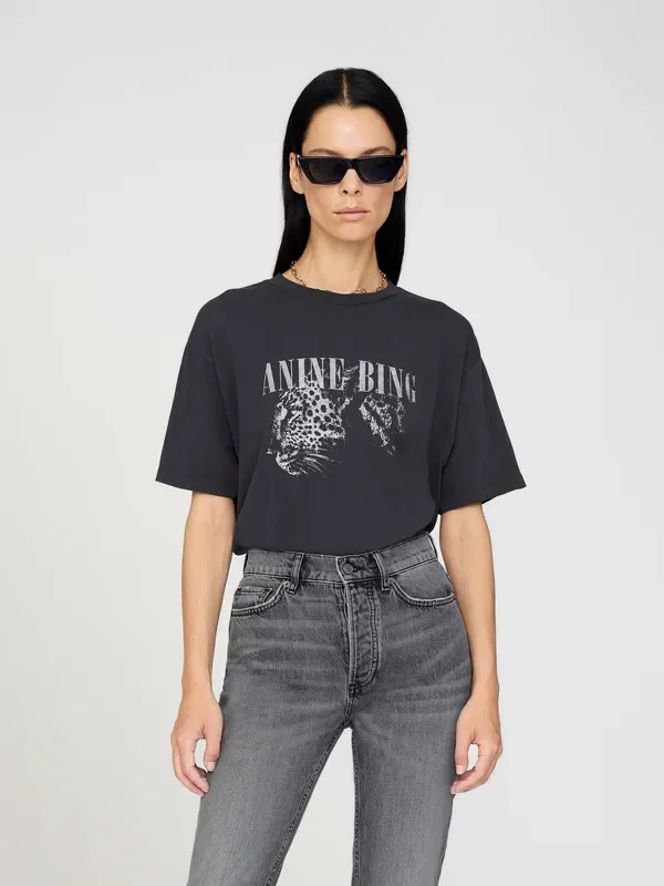 ANINE BING Black Washed Black Cohen T-Shirt Seasons