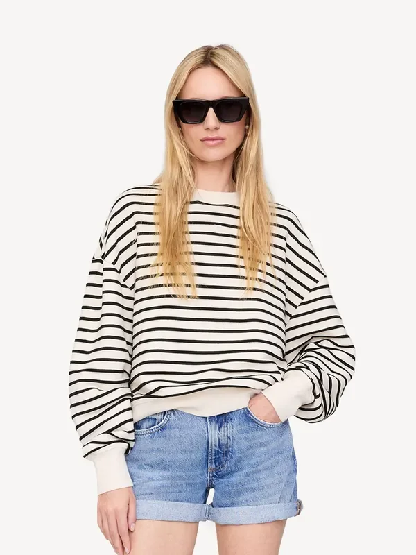 ANINE BING Black/White Dean Sweatshirt Seasons