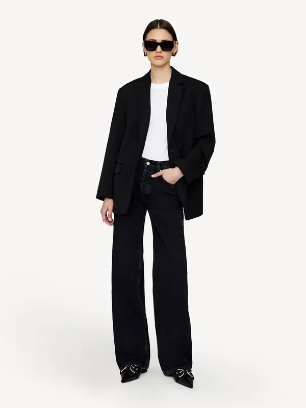 ANINE BING Vintage Black Hugh Mid Rise Relaxed Jeans Seasons