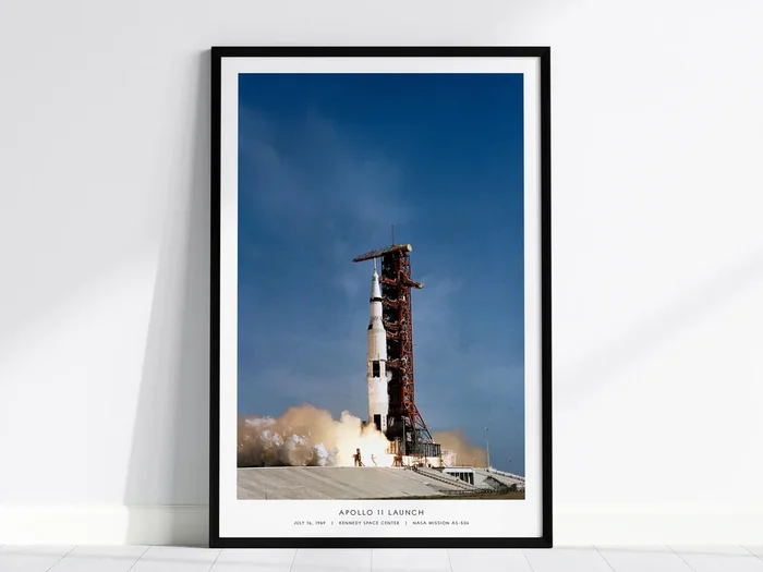 Apollo 11 Launch NASA Poster | Historic Saturn V Moon Mission Space Wall Art | Framed or Unframed