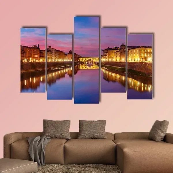 Arno River at Dusk Canvas Wall Art