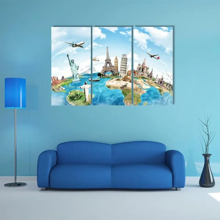Around the World Landmarks Canvas Wall Art