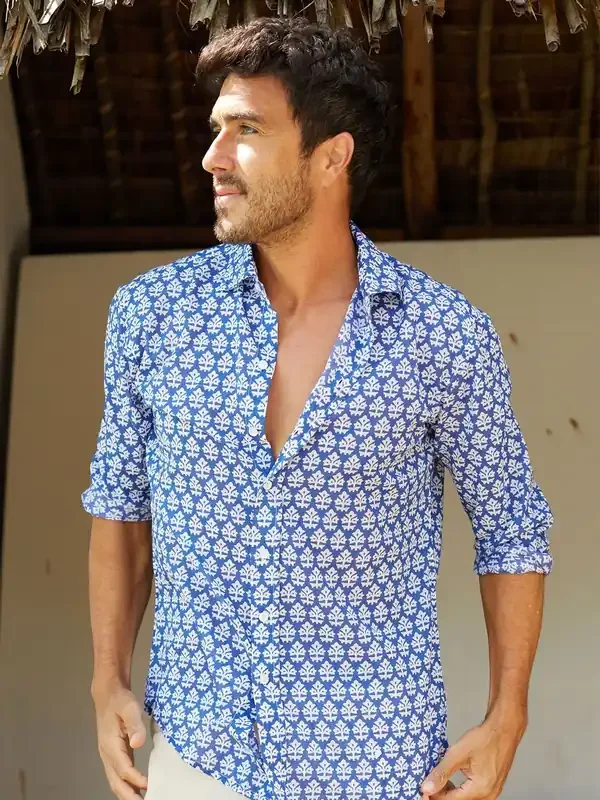 Aspiga Blue Mens100% Cotton Shirt