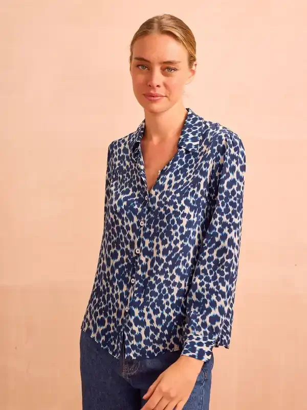 Aspiga Blue Milena Viscose Crepe Printed Shirt