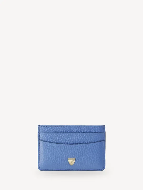 Aspinal of London Blue Slim Credit Card Case Pebble Leather