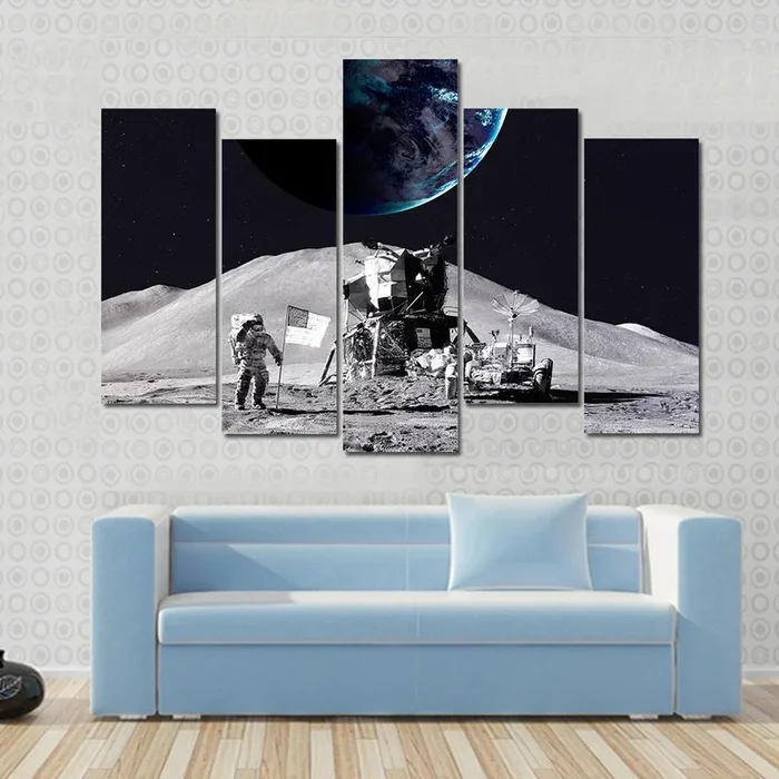 Astronaut on the Moon Canvas Wall Art