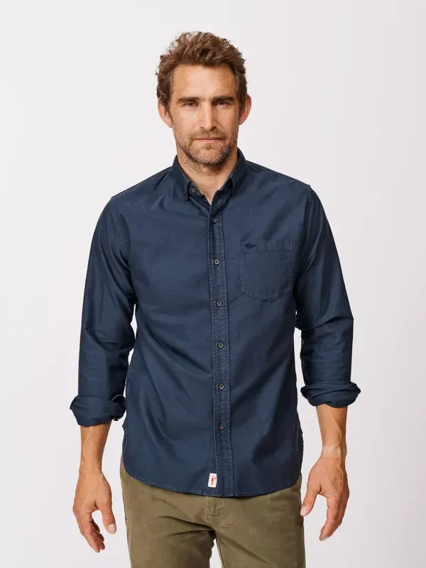 Aubin Blue Aldridge Oxford Button Down 100% Cotton Shirt