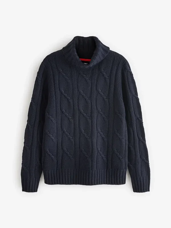 Aubin Blue Grassmore Cable Roll Neck Jumper