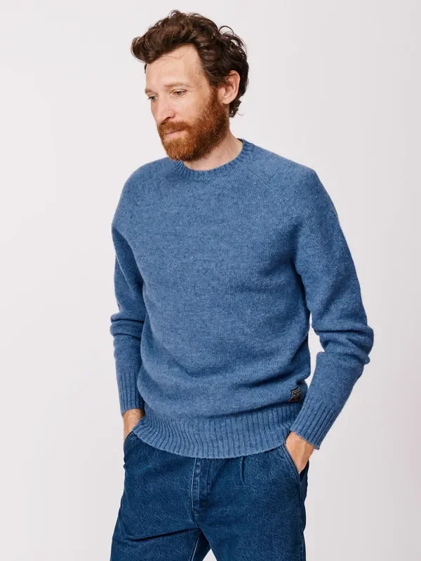 Aubin Blue Prestwick Shetland Crew Jumper