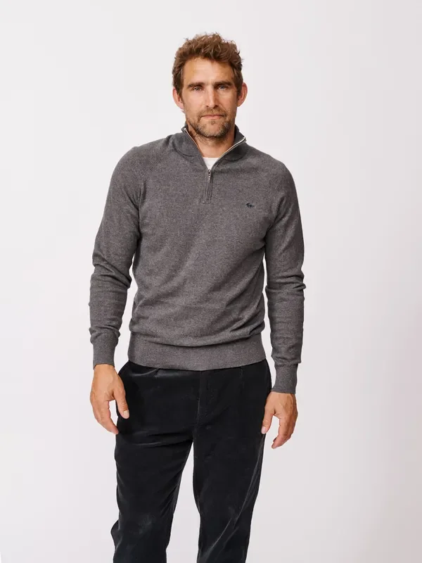Aubin Bonby Zip Neck 100% Cotton Black Jumper