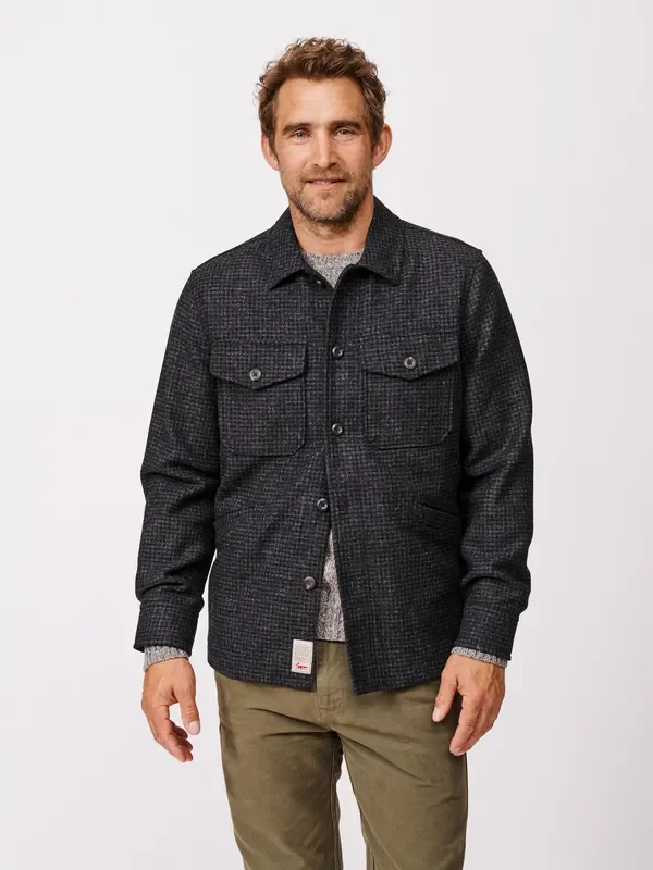Aubin Bushfield Wool Black Overshirt