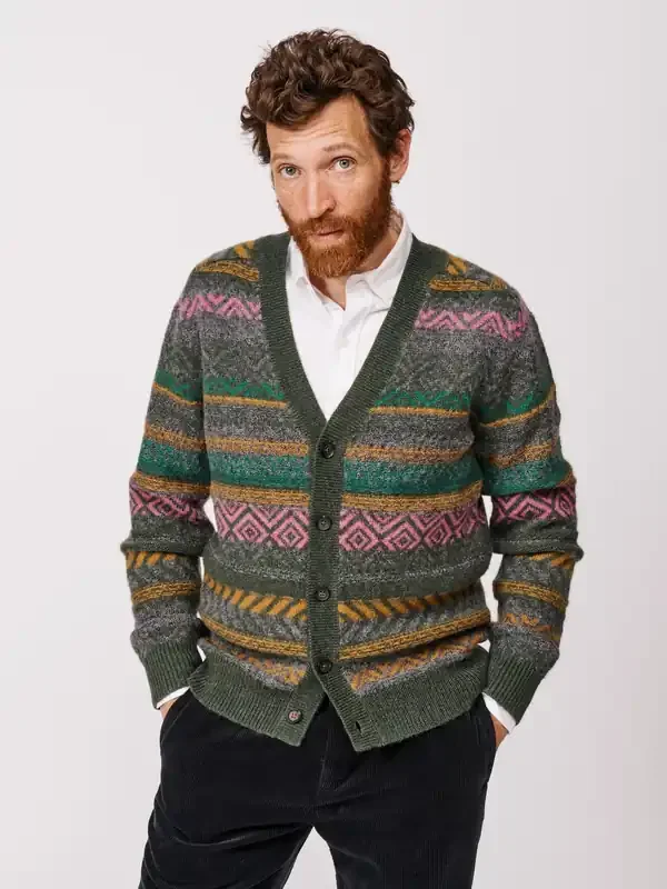 Aubin Green Fairisle Cardigan