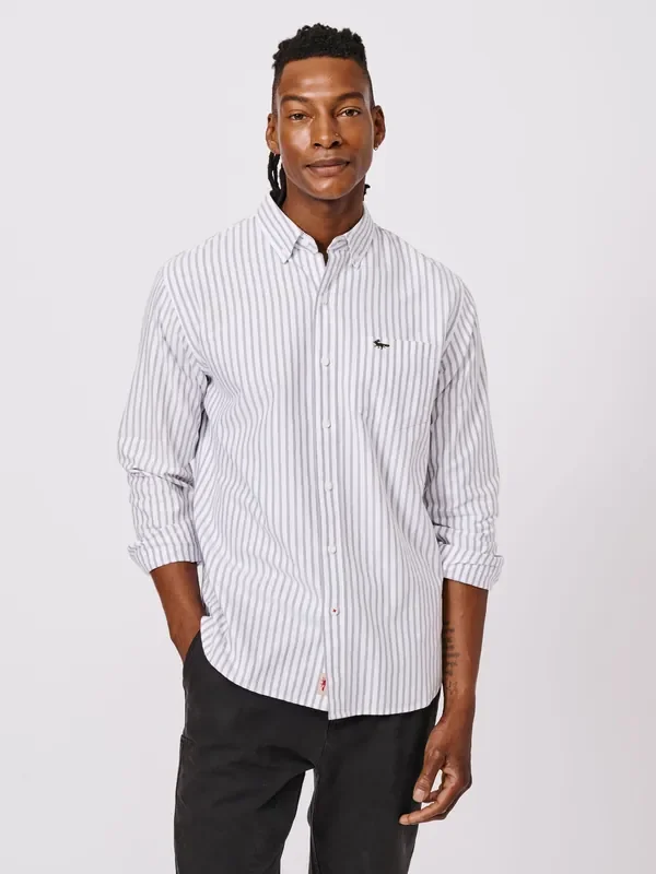 Aubin Purple Aldridge Oxford Button Down 100% Cotton Shirt