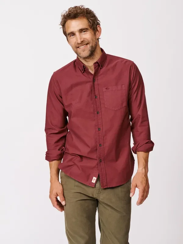 Aubin Red Aldridge Oxford Button Down 100% Cotton Shirt