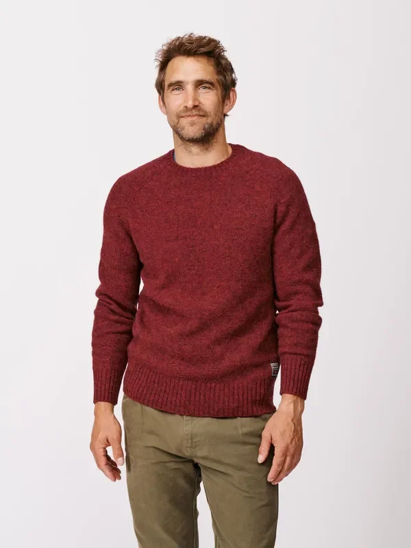 Aubin Red Prestwick Shetland Crew Jumper