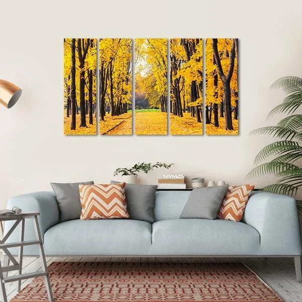 Autumn Park In Alley Canvas Wall Art
