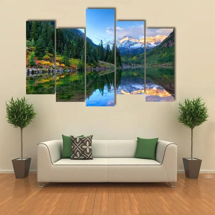 Autumn Reflection of Maroon Bells Canvas Wall Art