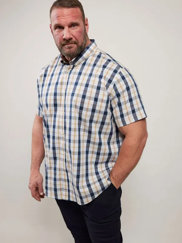 BadRhino Big & Tall Blue 100% Cotton Check Shirt