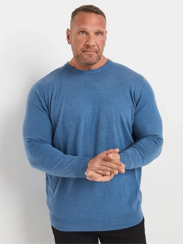 BadRhino Big & Tall Blue Crew Neck Jumper