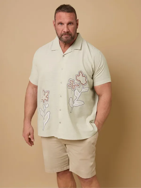 BadRhino Big & Tall Natural Embroidered 100% Cotton Shirt