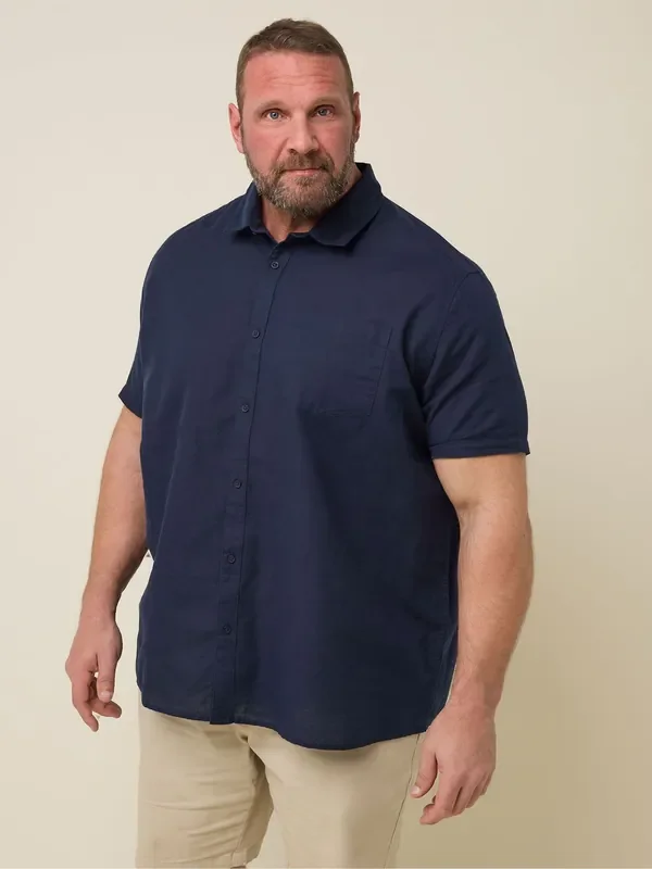 BadRhino Big & Tall Navy Blue Linen Shirt