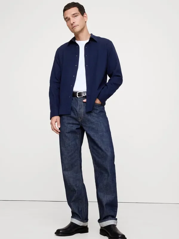 Banana Republic Navy Blue Standard Fit Flannel Shirt