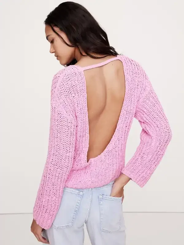 Banana Republic Pink Oversized Scoop-Back Jumper