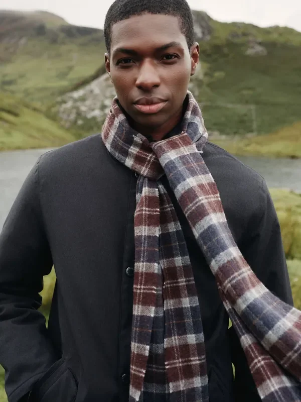 Barbour® Blue Tartan Lambswool Scarf