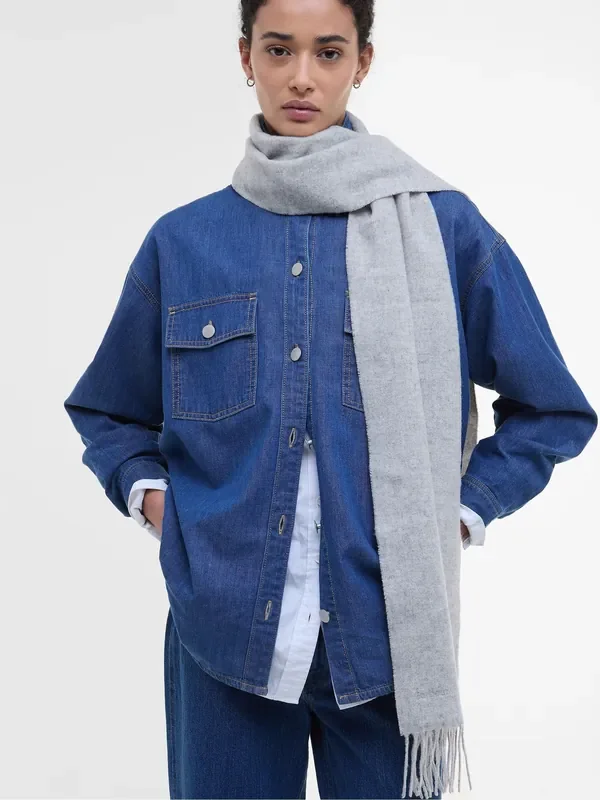 Barbour® Grey Lambswool Woven Scarf