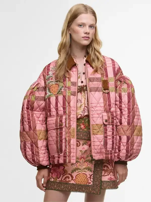 Barbour x Farm Rio Pink Ana Clara Tartan Quilt Jacket Seasons