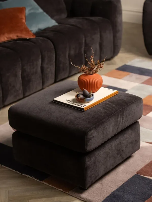 Barker and Stonehouse Natural Montgomery Fabric Footstool