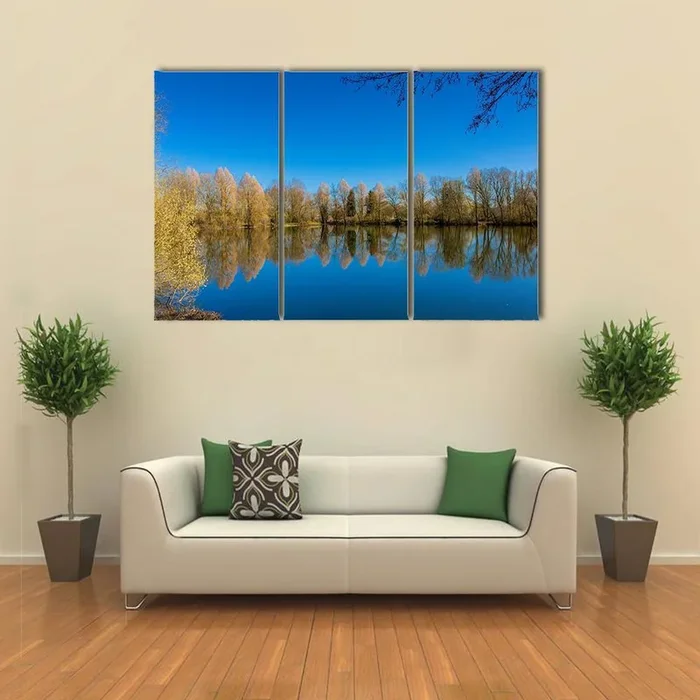 Barnwell Country Park Lake Reflection Canvas Wall Art