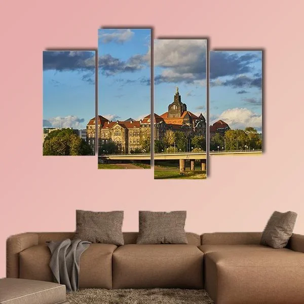 Baroque Cityscape with Dome and Bridge Canvas Wall Art