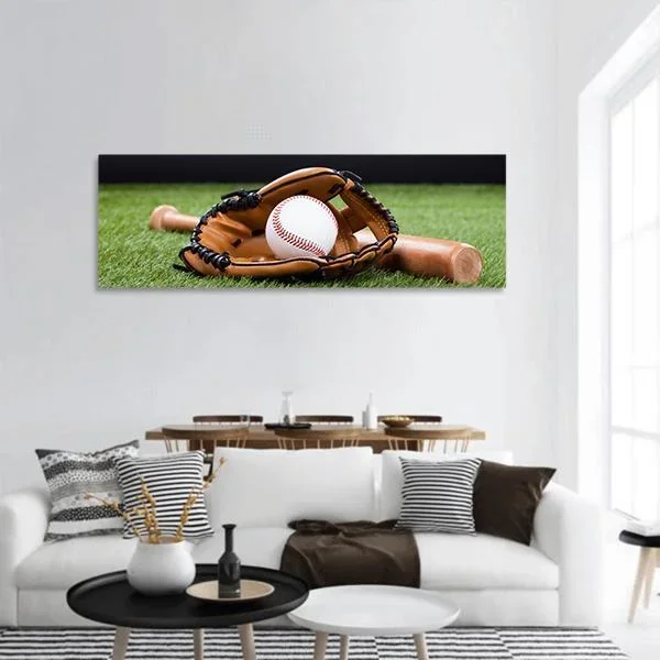 Baseball Equipment Panoramic Canvas Wall Art