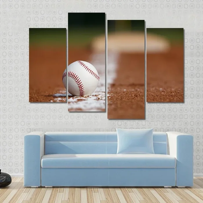 Baseball on Chalk Line Canvas Wall Art