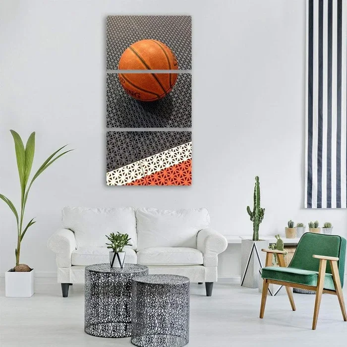 Basketball Play Court Vertical Canvas Wall Art
