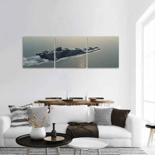 Battleship At Sea Panoramic Canvas Wall Art