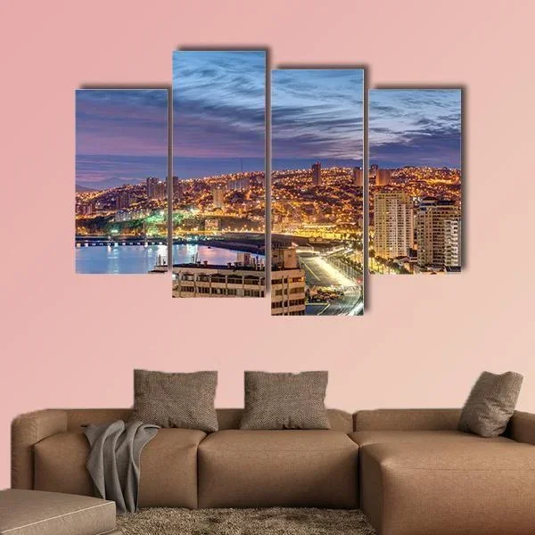 Bay of Valparaiso at Dusk Canvas Wall Art
