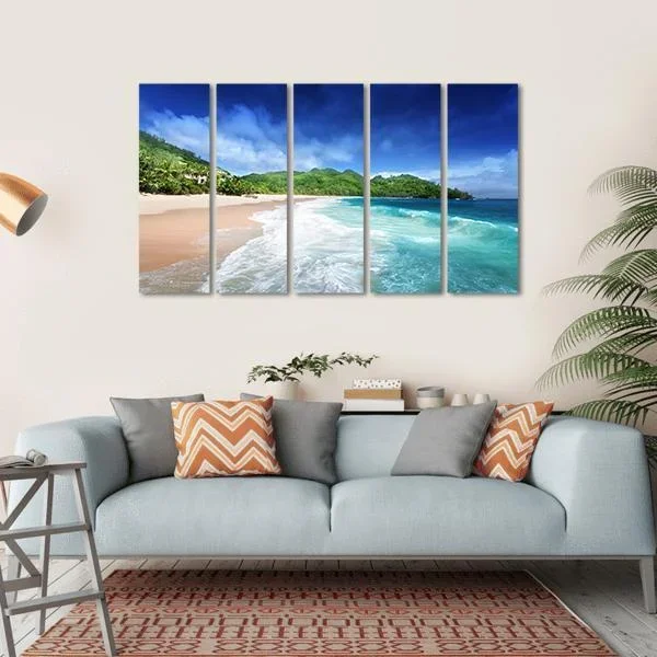 Beach At Mahe island Seychelles Canvas Wall Art