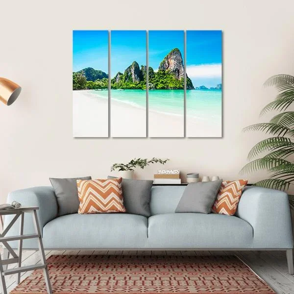 Beach With Mountains Canvas Wall Art